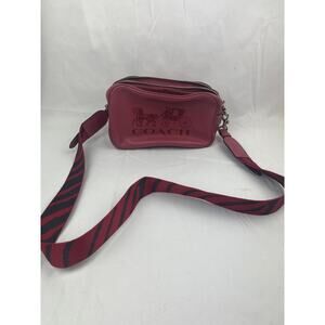 Coach Jes Convertible Belt Bag - Ruby Pebbled Leather with Striped Strap